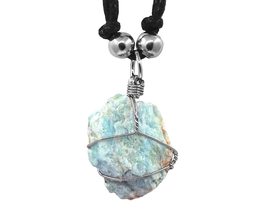 Mia Jewel Shop Metal Wire Wrapped Raw Rough Healing Gemstone Crystal Pendant Adj - £11.91 GBP