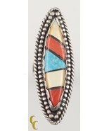 Silver Lapidary Inlay Plaque Ring w/ Textured Border Size 6.5 - $151.84 CAD