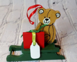 Kurt S Adler Teddy Bear on Sled Wood Christmas Ornament 1990 Taiwan - $10.84
