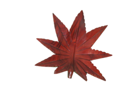 Hand Carved Wooden Marijuana Leaf Decorative Trinket Dish Figure Piece 7&quot;L - $24.75