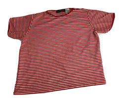 Sag Harbor Womens Top Stripe Shirt Petite M Red And White - £7.35 GBP