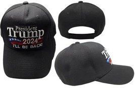 Trade Winds President Trump 2024 I&#39;ll Be Back! MAGA Black Adjustable Embroidered - £7.80 GBP