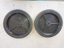 22II27 PAIR OF MOWER WHEELS, 10&quot; X  1-5/8&quot; X 1/2&quot; BORE, GOOD CONDITION - £11.51 GBP