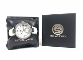 Michael Zweig Ladies Watch, Crystal Accent Genuine Leather Band, White - $414.42 MXN
