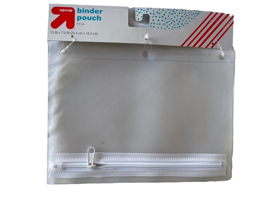 Up &amp; Up Clear White Binder Pouch with Zipper For 3 Ring Binder - $4.99