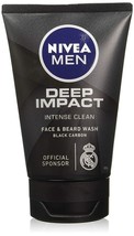 NIVEA Men Face Wash, Deep Impact Intense Clean, for Beard &amp; face 100g, P... - £14.21 GBP