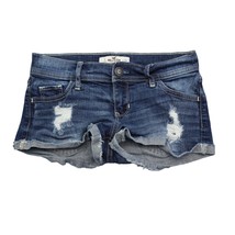 Hollister Shorts Women 24 Blue Cut Off Low Rise Jort Button Zip Distress... - £14.70 GBP