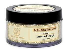 Khadi Natural Saffron Papaya Herbal Anti Wrinkle Cream 50gm, Anti Aging Cream - £16.13 GBP