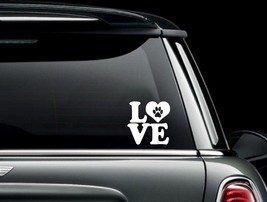 LOVE with Paw Print in Heart O Vynil Car Window Decal Bumper Sticker US Seller - £5.28 GBP+