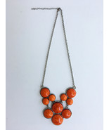 Adjustable Orange Stone Statement Necklace, Choker, Bib Front, Silver Ch... - £11.79 GBP