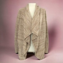 RQT Chunky Cardigan Sweater M Draped Waterfall Cozy Warm Heather Beige P... - £19.77 GBP
