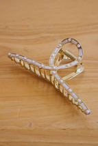 Gold Pearl Stud Large Alloy Hair Claw Clip - $73.30 MXN