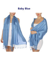 Baby Blue - 2Ply Scarf 78X28 LONG Solid Silk Pashmina Cashmere Shawl Wrap - £14.25 GBP
