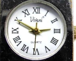 Vivani Quartz Hinged Cuff Wristwatch Silver Tone Roman Analog New Batter... - $19.80