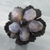 Floral Sensation Faceted Agate Genuine Leather Cuff - £8.69 GBP