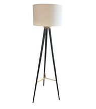 Mid Century Modern Tripod Floor Lamp Black Brass 61" Tall w Shade MCM image 2