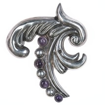 Fred Davis (1880-1961) Sterling and amethyst large pin - $467.78