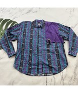 Wind Roper Womens Vintage Western Shirt Size M Purple Blue Tassel 90s Boxy - $37.89 CAD