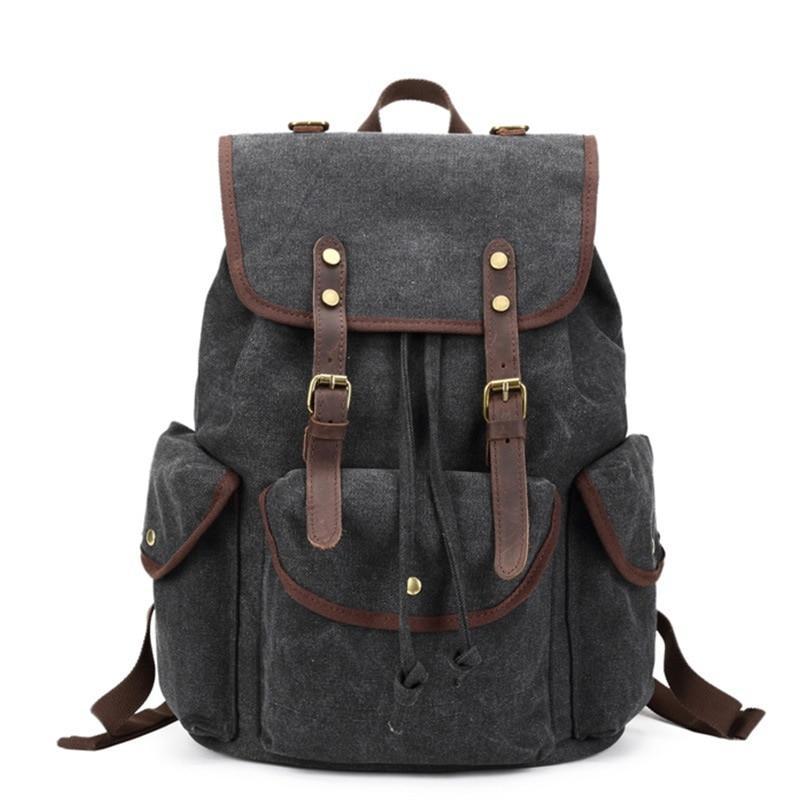 Primary image for Vintage Canvas Leather Backpacks 15.6" Laptop Rucksacks Large Capacity Daypacks