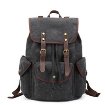 Vintage Canvas Leather Backpacks 15.6&quot; Laptop Rucksacks Large Capacity Daypacks - £69.99 GBP