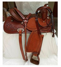 Western Brown Leather Barrel Horse Saddle With Matching Headstall, Breas... - $365.00+