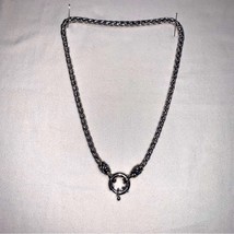 Simply Sterling Silver with Double Row Charm Chain Necklace 17&quot; Lobster Clasp - £43.52 GBP