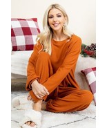 Super Lady Full Size Fuzzy Hacci Brush Round Neck Top and Pants Lounge Set - $50.17