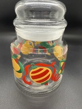 Vintage Christmas Jar Glass Candy Canister Bubble Lid Ornaments Cocoa Tr... - $12.25 CAD