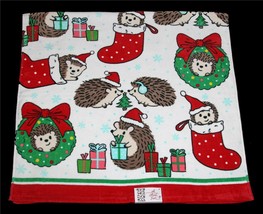 Christmas Porcupines in Stockings Wreaths Presents Trees Decorative BATH Towel - £15.97 GBP