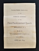 1894 Antique First Presbyterian Church Bridgeton Nj 75th Anniv Sabbath Schools - £38.38 GBP