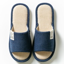 Spring Autumn Linen Slides Women Household Bedroom Cotton Slippers Flat Shoes Fl - £15.68 GBP