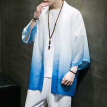 MrGB 2022 Spring Summer Men Solid Han Fu Coat Oversize Vintage Cardigan Male Tre - £76.07 GBP