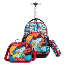 16 Inch School Rolling bag wheeled backpack lunch bag pen bag set school... - £130.61 GBP