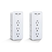 Usb Wall Mount, 2 Usb Charging Ports (2.4A) &amp; 9 Ac Outlet Plugs, Surge-P... - £15.06 GBP