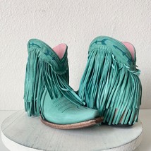 NEW Junk Gypsy Lane SPITFIRE Turquoise Cowboy Boots 5 Fringe Ankle Short Bootie - £120.17 GBP