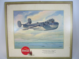 Coca-Cola WWII Airplane Litho Print Advertising Consolidated PB2Y-2 Coronado - £43.65 GBP