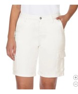 Well Worn Womens Shorts White Cargo Bermuda Pockets High-Rise Stretch Co... - $58.99 CAD