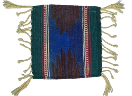 Vintage Hand Woven Wool Mat Trivet Artesanias Fringe 10 inch Rug Southwe... - £13.31 GBP