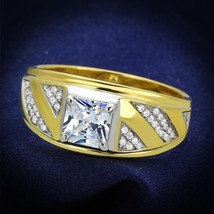 1.5Ct Princess Cut Simulated Diamond 2-Tone 925 Sterling Silver Men Wedding Ring - £101.72 GBP