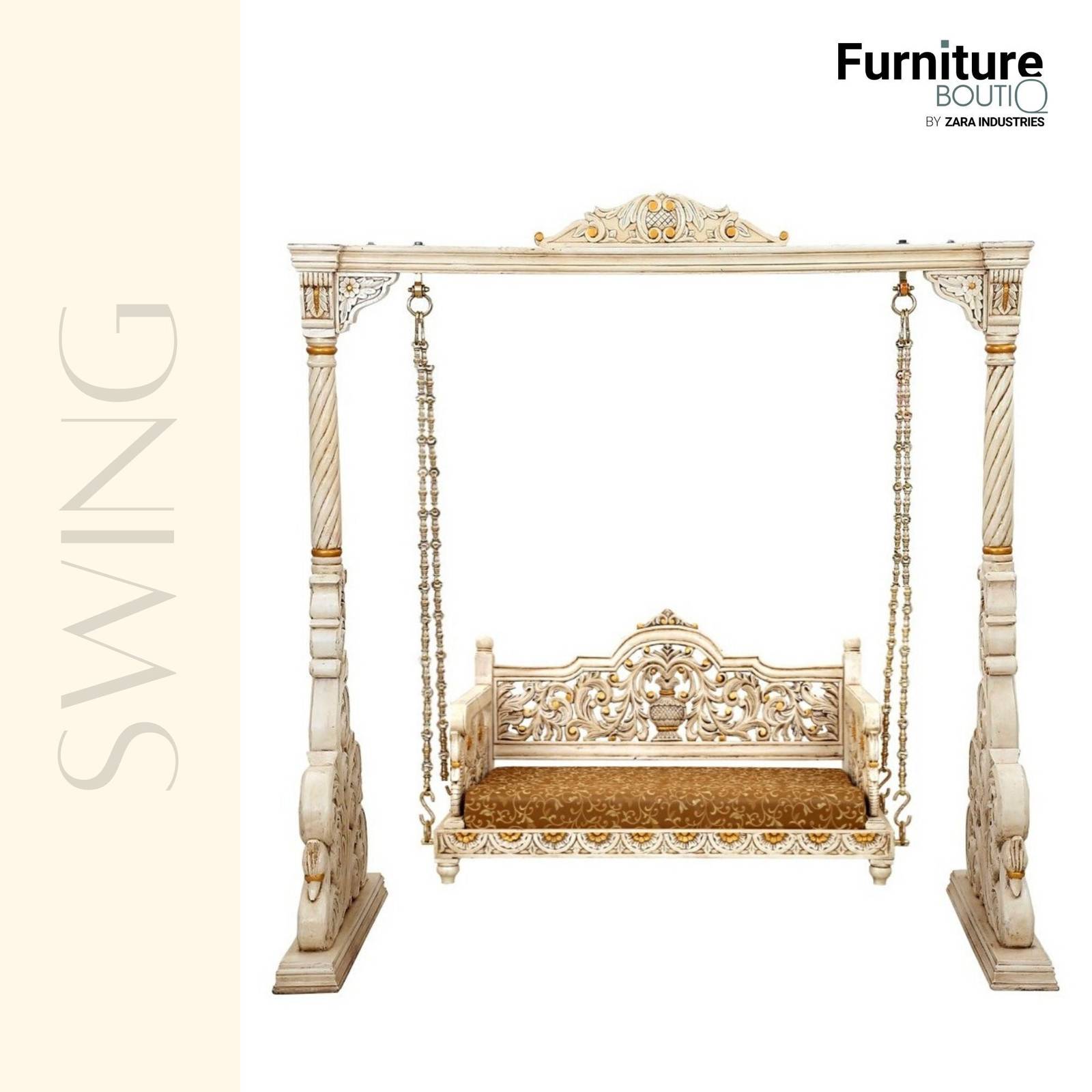 Primary image for Furniture BoutiQ Hand-carved Solid Wood Swing | Indian Wooden Jhula