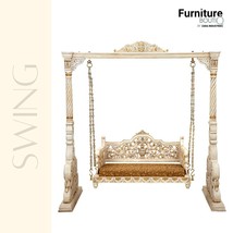 Furniture BoutiQ Hand-carved Solid Wood Swing | Indian Wooden Jhula - £5,497.64 GBP