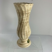 Haeger Floral Pottery Vase Two Tone Matte Ivory Taupe 8.25&quot; Tall 2001 Spiral - £9.49 GBP