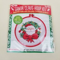 Cross Stitch Crazy Santa Claus Wreath Christmas Hoop Kit Hearne - £5.55 GBP