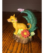 Vintage Disney Lion King SIMBA With Butterfly and Flower Ceramic Figurine - $16.46 CAD