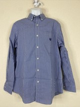 Chaps Men Size M Blue Check Gingham Button Up Shirt Long Sleev Stretch E... - $11.30