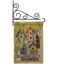 Welcome Birdhouse Village Burlap - Impressions Decorative Metal Fansy Wall Brack - £27.00 GBP