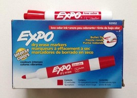 Nib Expo Dry Erase Markers 12 Pack Red Bullet Tip 82002 Low Odor ~Office School - £19.26 GBP