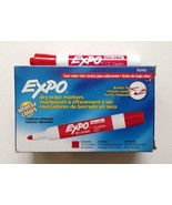 NIB EXPO DRY ERASE MARKERS 12 Pack RED Bullet Tip 82002 Low Odor ~Office... - £18.95 GBP