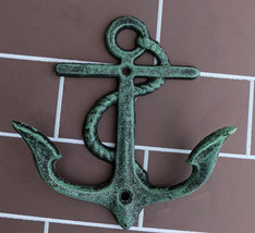 Pack of 2 Cast Iron Rustic Verdigris Sailor Ocean Ship Anchor Double Wall Hooks - £14.46 GBP