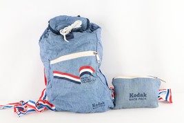 Vtg 70s Kodak Spell Out Chambray Denim Mini Top Loader Packable Backpack... - £46.57 GBP